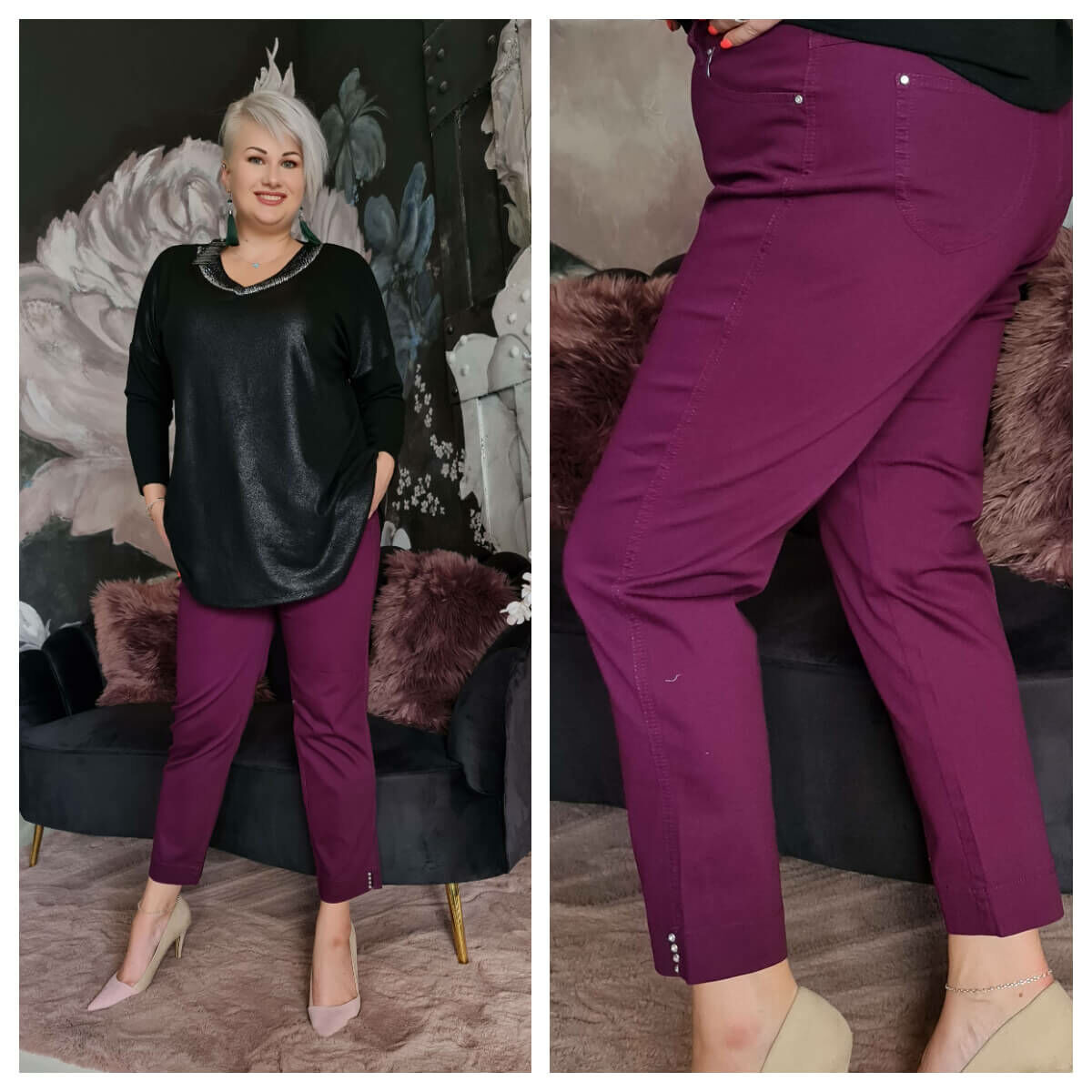 Janice nadrág - plus size lila nadrág