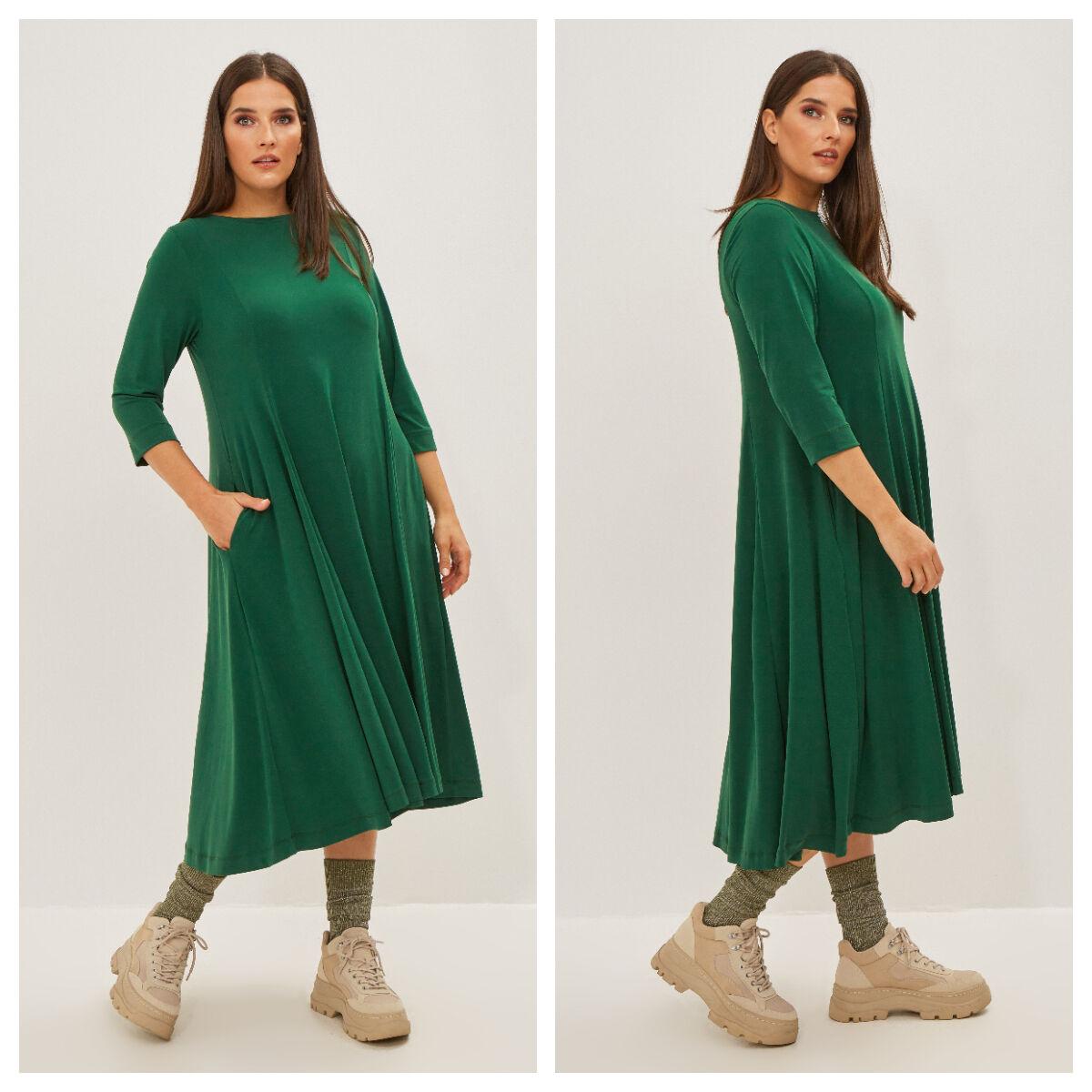 Bertina ruha - molett zöld ruha