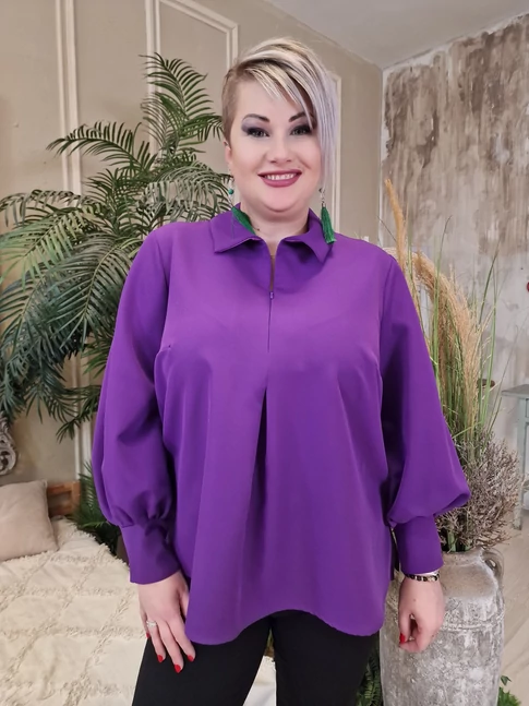 ÜRÖM BLÚZ - MAT FASHION PLUS SIZE LILA, FÉLALKAMI BLÚZ