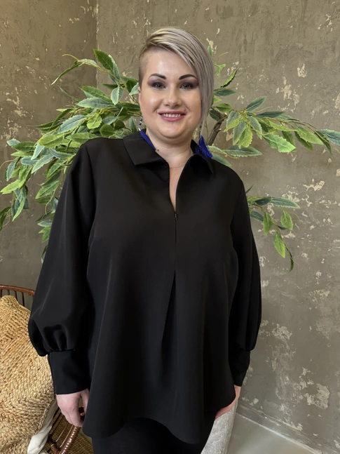 JESI BLÚZ - MAT FASHION PLUS SIZE FEKETE, FÉLALKAMI BLÚZ