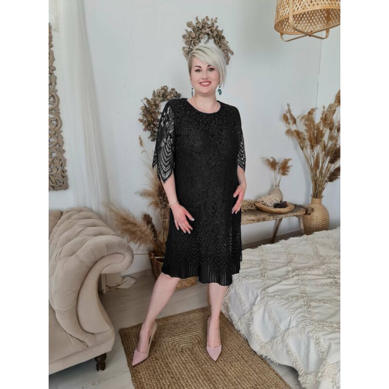 Simone ruha - nagyméretű fekete csipke ruha