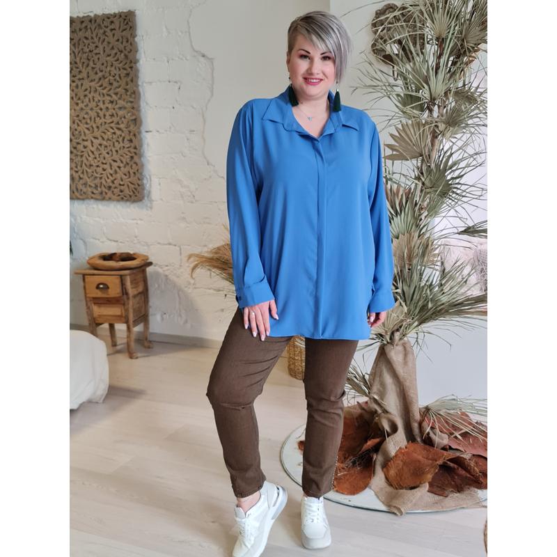 Fortuna ing - plus size kék, félalkami ing