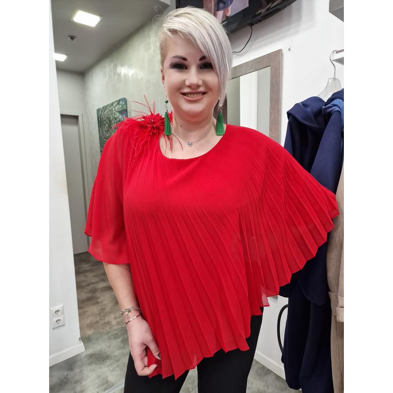 POLLA BLÚZ - NAGYMÉRETŰ ALKALMI PIROS BLÚZ