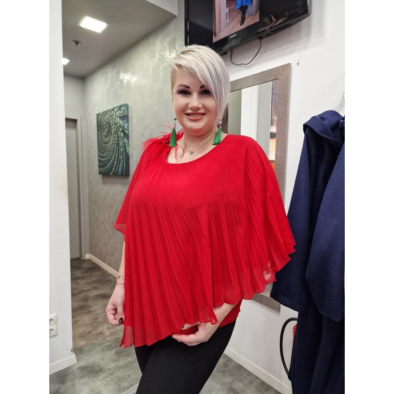 POLLA BLÚZ - NAGYMÉRETŰ ALKALMI PIROS BLÚZ
